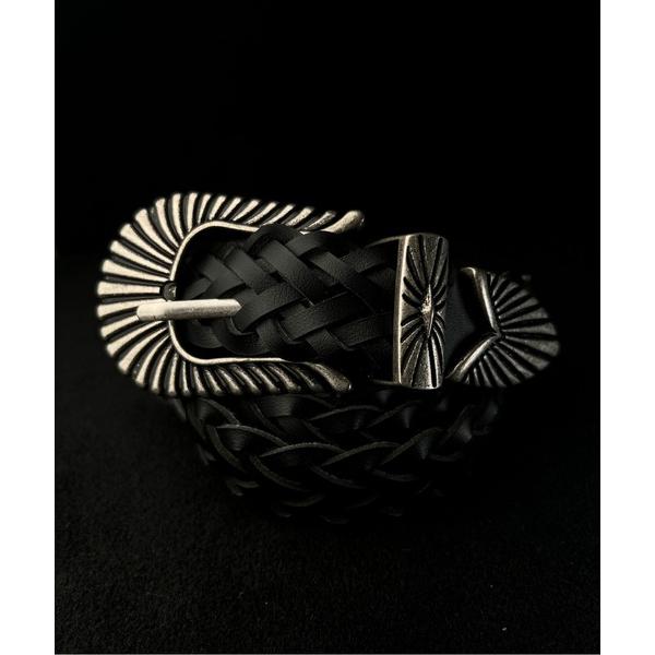 ベルト 10A18 ウエスタンバックル　フェイクレザー メッシュベルト メンズ