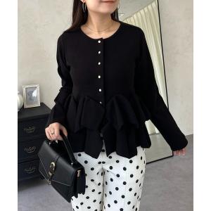 カーディガン 裾フリルニットカーディガン レディース