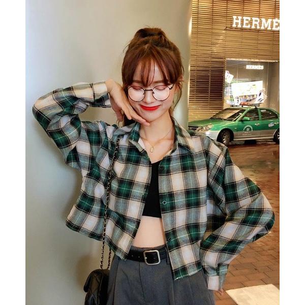 ブラウス シャツ 「EIZZ/アイズ」レトロチェック クロップド ボタンシャツ レディース