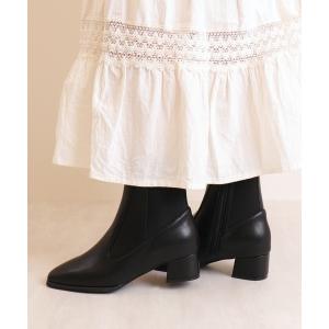 ブーツ スクエアトゥ　サイドゴアショートブーツ レディース