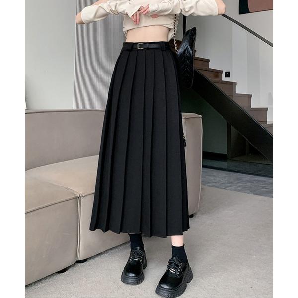 スカート ハイウエストプリーツロングスカート