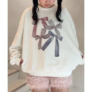 トレーナー スウェット RIBBON PRINT スウェット レディース メンズ