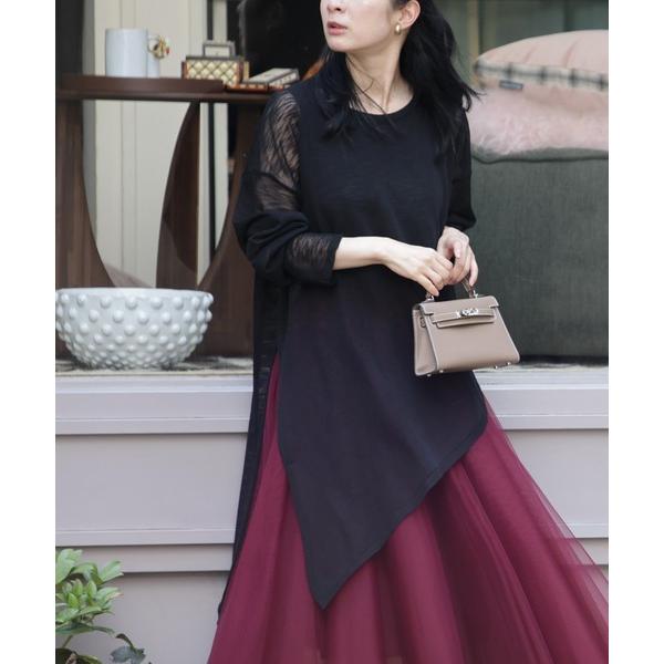 ニット セーター ナナメの魔法 スッキリ見え ニットチュニック レディース