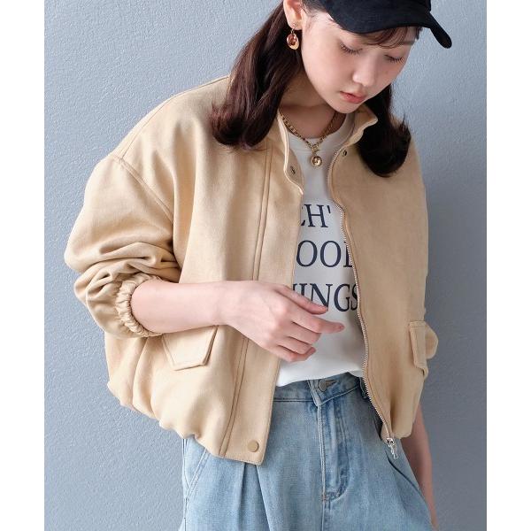 ブルゾン アウター スタンドカラー スエードショート丈バルーンブルゾン レディース