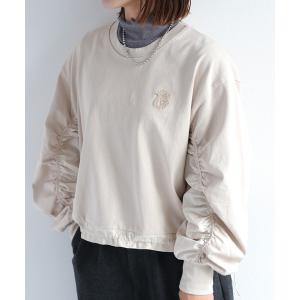 tシャツ サガラ刺繍ドロストギャザープルオーバー レディース