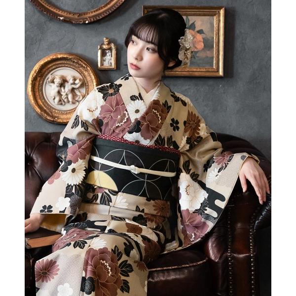 着物 レディース 洗える着物 単品 袷着物 M/L サイズ　KIMONOMACHI オリジナル　銀木...