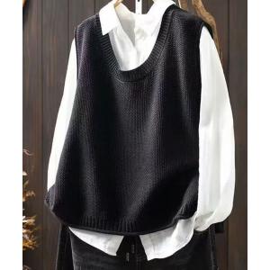 ベスト ジレ 背ボタンニットベスト レディース