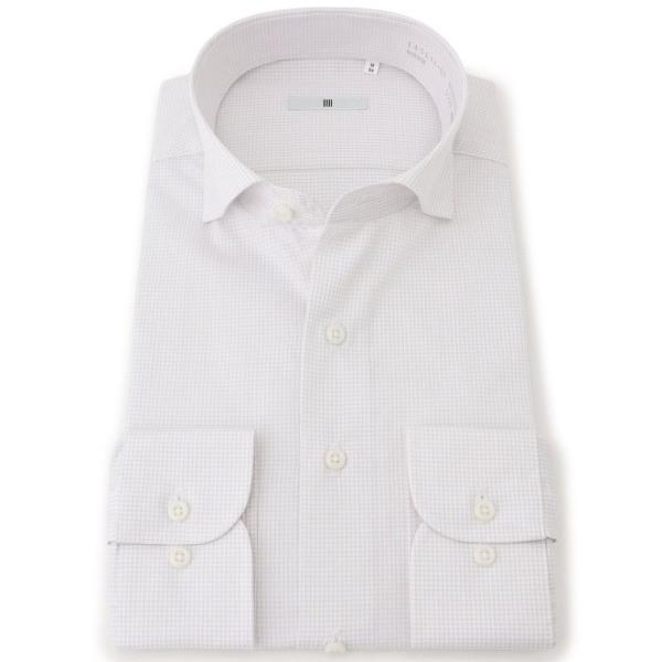 フォーマル シャツ 「形態安定」「長袖」「SILVER LINE」スナップダウンホリゾンタルワイドワ...