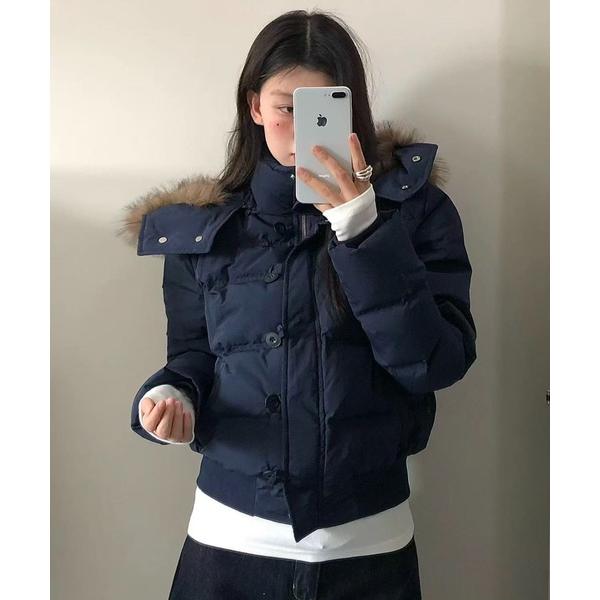 ブルゾン アウター 「ファー取り外し可能」 25aw/ファーフード付き ショートダウンジャケット レ...