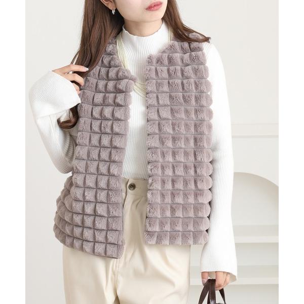 ベスト ジレ もこもこフェイクファーベスト レディース