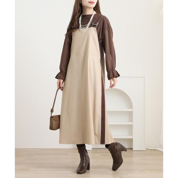 ジャンパースカート 「Laliberte」 配色グログランテープ使いサロペットスカート