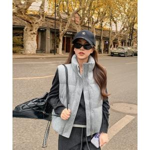 ダウンベスト ベスト スタンドカラー エコダウンベスト レディース