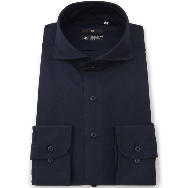 フォーマル シャツ 「スーパーノンアイロン・ストレッチ・速乾」「長袖」「BLACK LINE」ホリゾ...