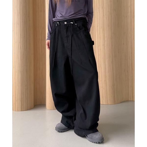 パンツ カーペンター バルーン コットン ストリング ワイド パンツ レディース