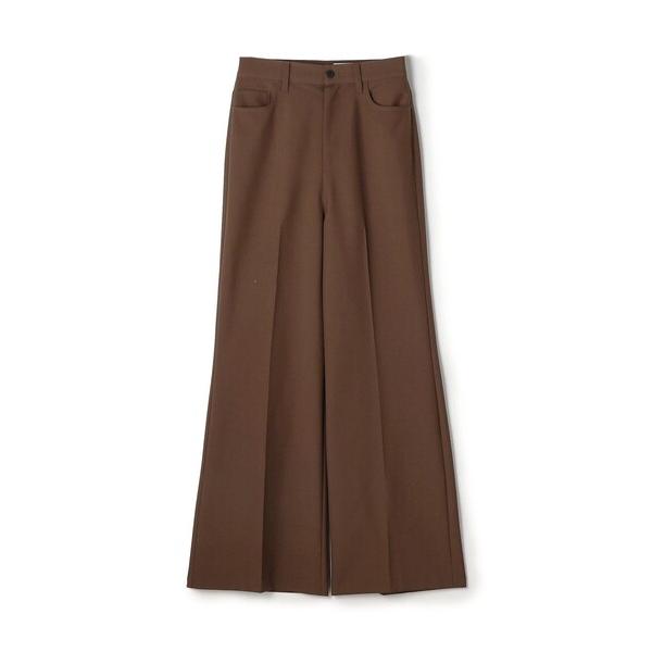 ワイドパンツ パンツ ウールポリエステルドスキン フレアパンツ レディース