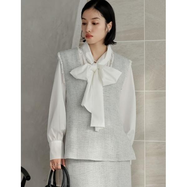 ブラウス シャツ ブロードボウタイブラウス レディース