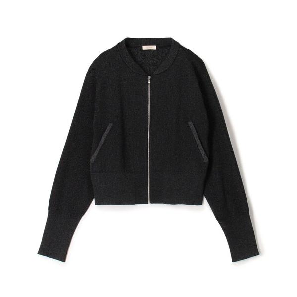 ブルゾン アウター プレーティンググロッシーヤーン ジップアップブルゾン レディース