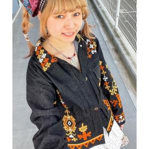 ブラウス シャツ 「チャイハネ」カチ刺繍デニムシャツ レディース