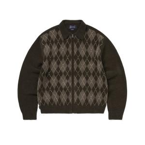 カーディガン Argyle Zip Knit Cardigan メンズ レディース
