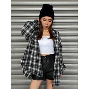 ブラウス シャツ ウォームチェック柄オーバーシャツ レディース