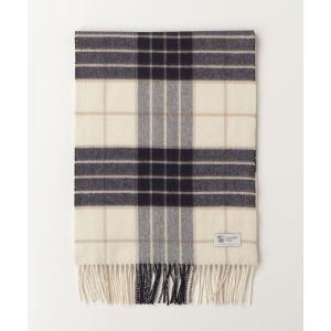 「Johnstons of Elgin」 チェック柄マフラー - ネイビー レディース