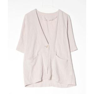 「GLOBAL WORK」 ノーカラージャケット L ホワイト レディース