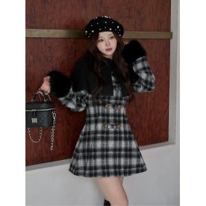 コート アウター ケープチェックナポレオンコート レディース