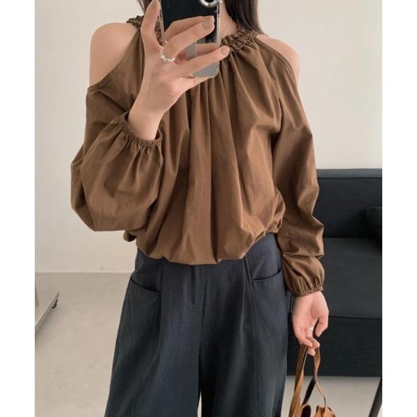 tシャツ オフショルダーバルーンスリーブトップス レディース