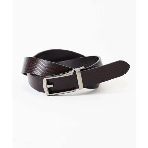 ベルト イタリアンレザー　幾何学柄コンフォートベルト メンズ