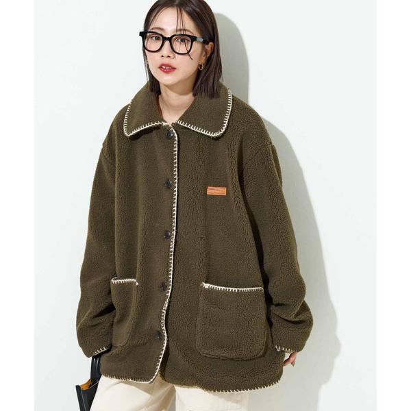 コート アウター 限定展開　ブランケット ステッチ ボアコート レディース