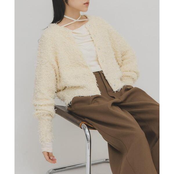 ニット セーター チュールフリンジカーディガン レディース