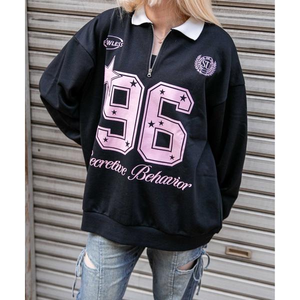 トレーナー スウェット 「襟付き×ナンバリング」レディース 裏毛スウェット トレーナー ロングTシャ...