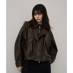 ブルゾン アウター コクーンレザーボンバージャケット｜アウター/レザーブルゾン/冬服 レディース