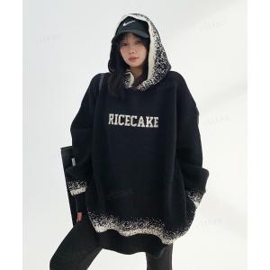 ニット セーター 韓国ファッション RICECAKE粉雪グラデニットフーディー レディース