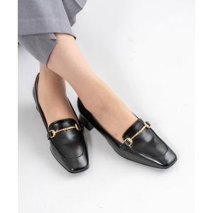 ローファー 「FABIO RUSCONI/ファビオルスコーニ」ビットローファー スクエアトゥ 3.5cmヒール レディース