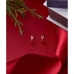 ピアス 「K10」クロッシングピアス　ゴールド/BOX付き レディース メンズ