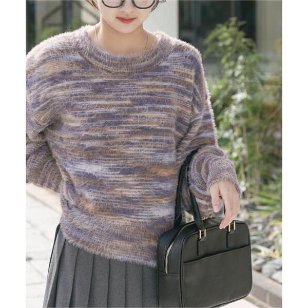 ニット セーター シャギークルーネックニット レディース