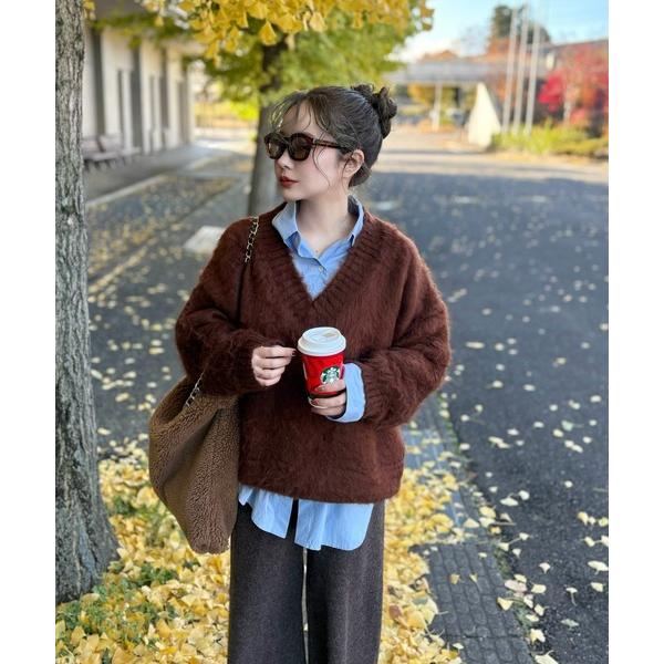 ニット セーター v neck shaggy oversize knit pullover /Vネッ...