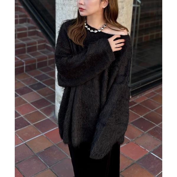 ニット セーター shaggy oversize knit pullover /ラウンドネックシャギ...