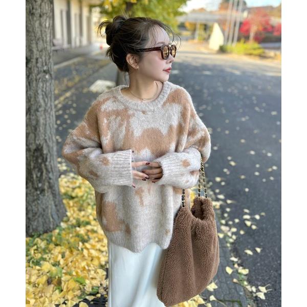 ニット セーター nuance pattern shaggy knit pullover /ニュアン...