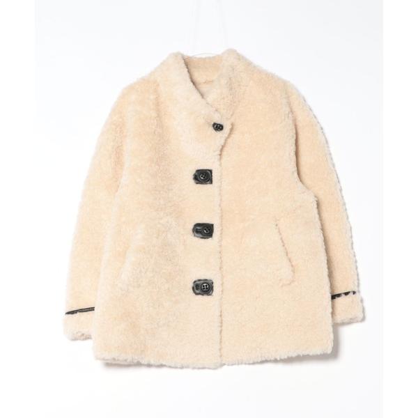 コート アウター wool boa stand collar middle coat /ウールボアス...