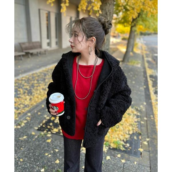 コート アウター boa reversible hoodie short coat /ボアリバーシブ...