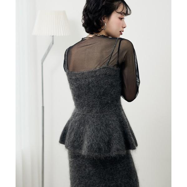ニット セーター mohair peplum camisole knit tops /モヘアペプラム...