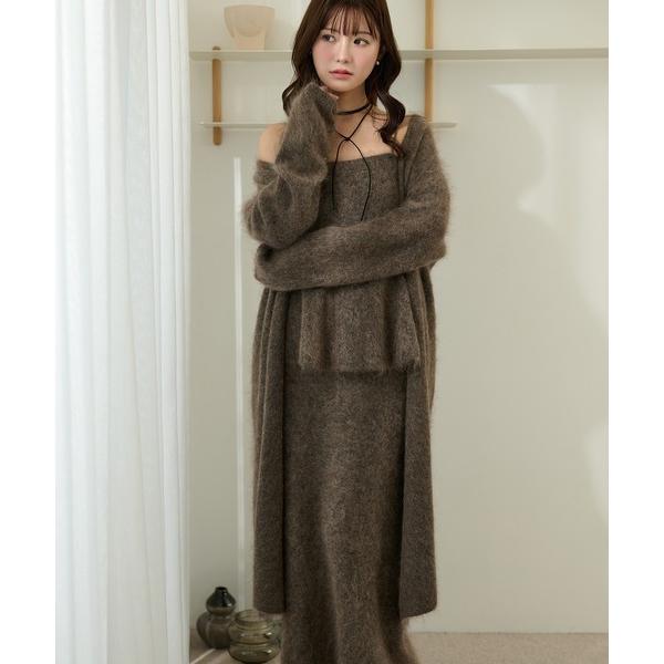 カーディガン mohair shawl long cardigan /モヘアショールロング長袖カーデ...