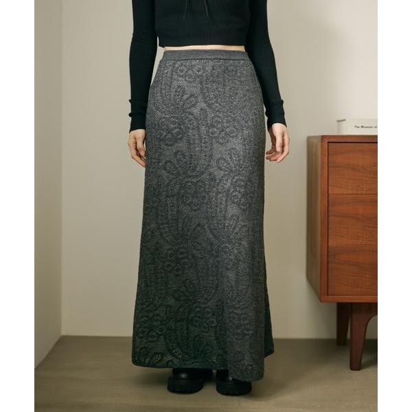 スカート flower lace knit long skirt /フラワーレースニットロングスカー...