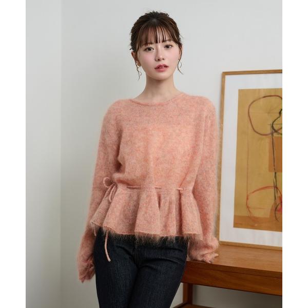 ニット セーター mohair ribbon peplum knit pullover /モヘアリボ...