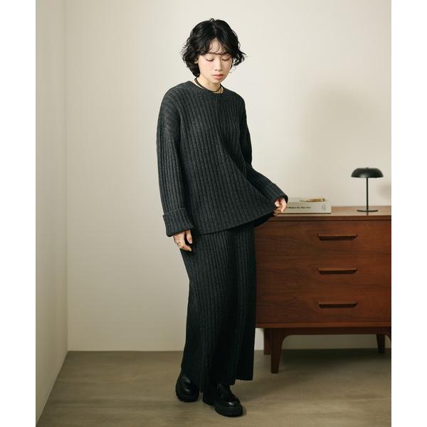 セットアップ wool wide lib knit set up /ウールワイドリブニットセットアッ...