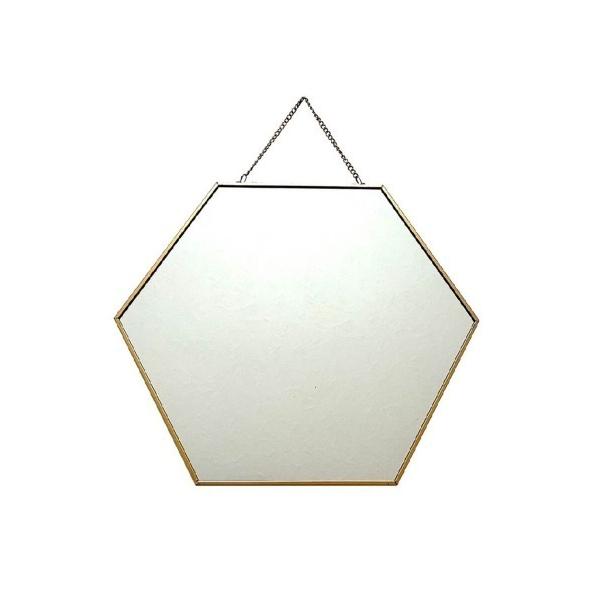 鏡 アンティークミラー ヘキサゴン L