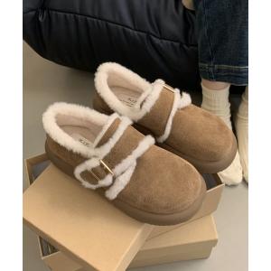 スリッポン HALEY PESCA/ベルテッド　厚底ムートンスリッポン レディース