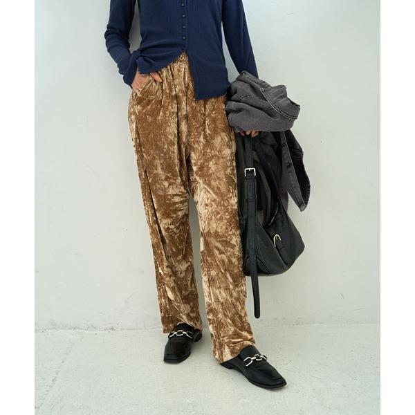 パンツ クラッシュベロアリラックスパンツ レディース